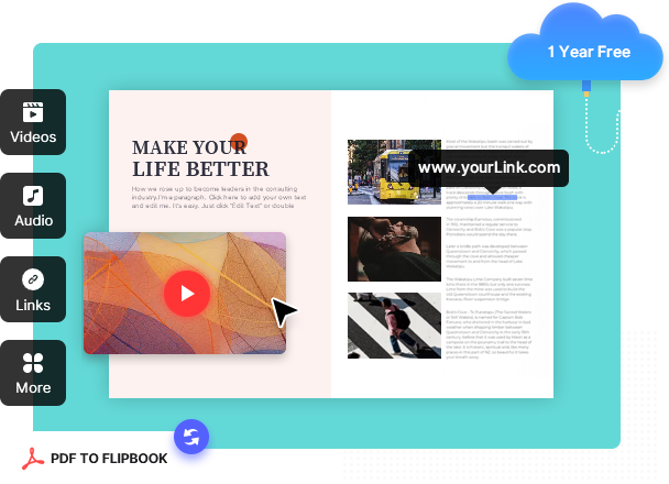 Flip PDF Plus, the PDF to flipbook software, converts PDF to flipbook and helps you make flip book online